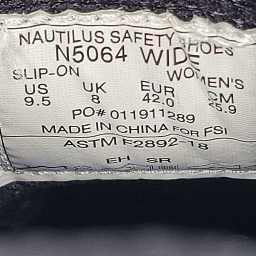 Nautilus Women's Black Slip Resistant Work Shoes N5064 US Size 9.5 NWT - Picture 8 of 8